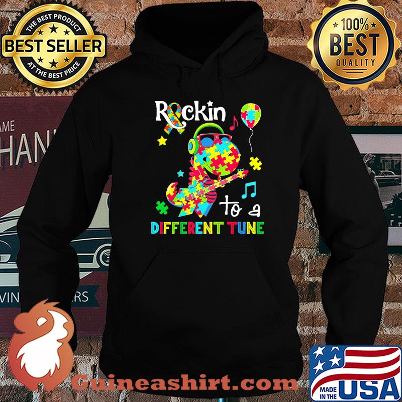 Dinosaur T Rex Rockin to a different tune Autism awareness s Hoodie