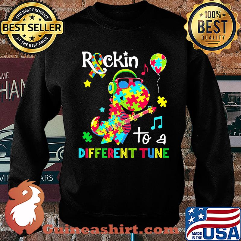 Dinosaur T Rex Rockin to a different tune Autism awareness s Sweater