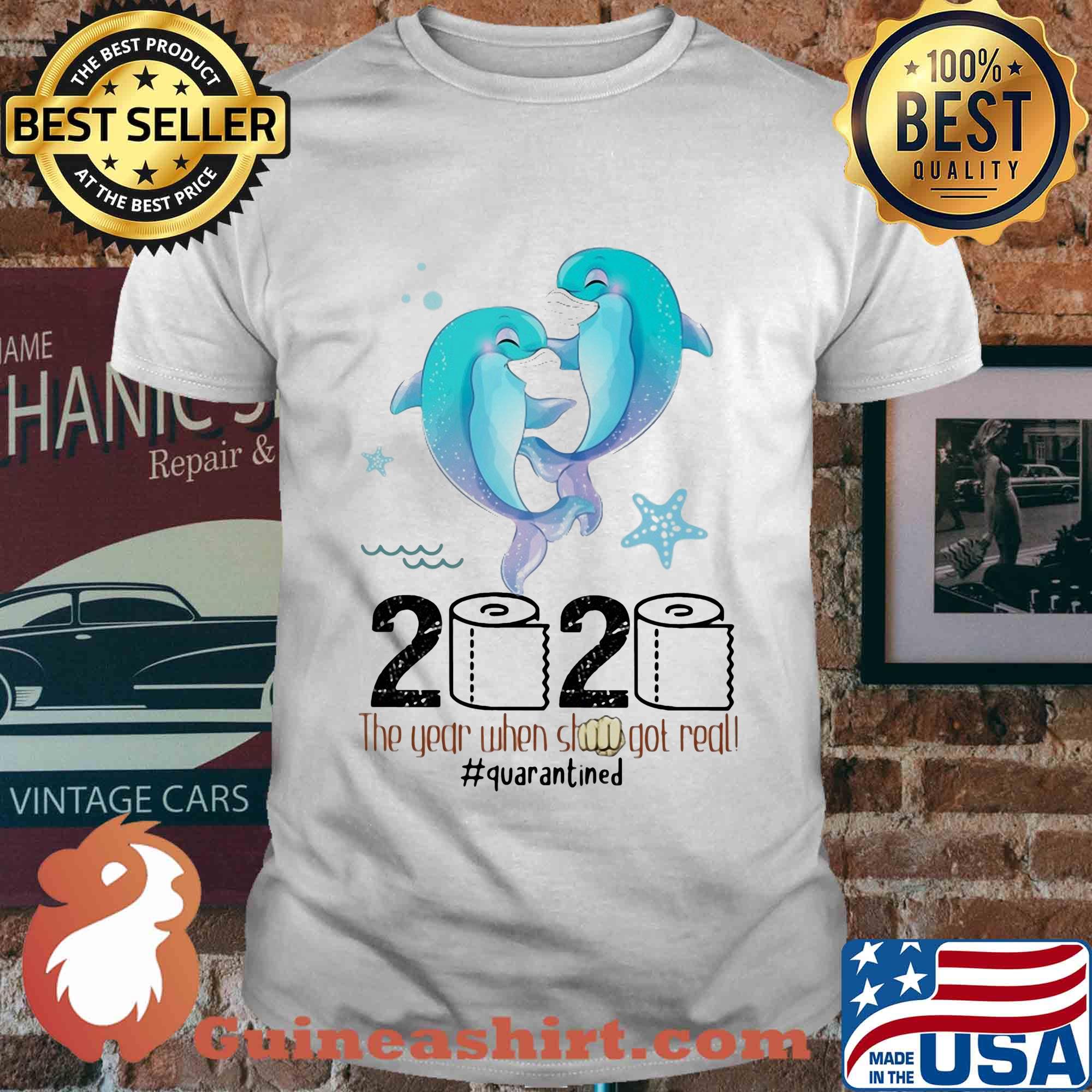 Dolphins 2020 the year when shit got real quarantined toilet paper covid-19 shirt