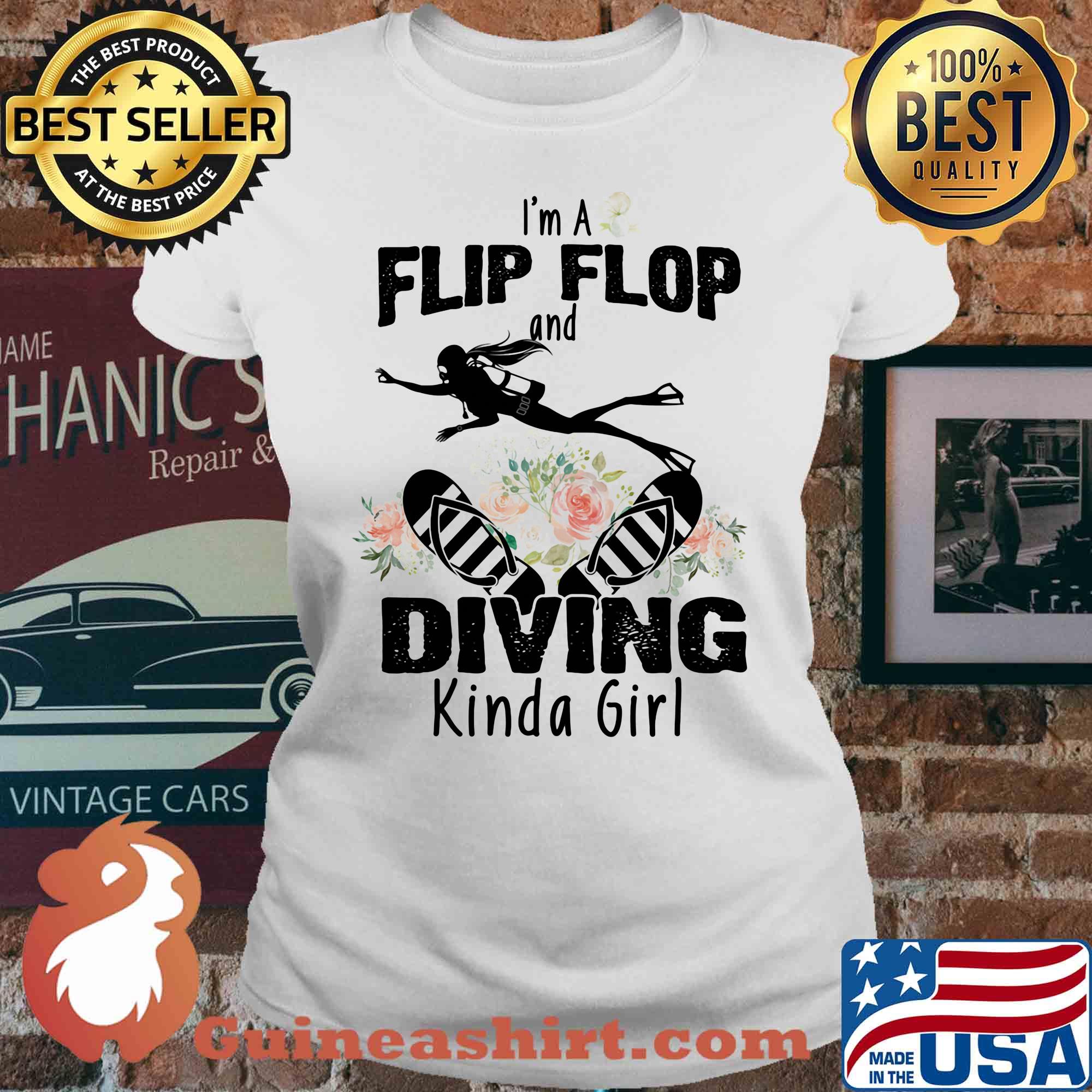 Flower I'm a flip flops and diving kinda girl s V-neck
