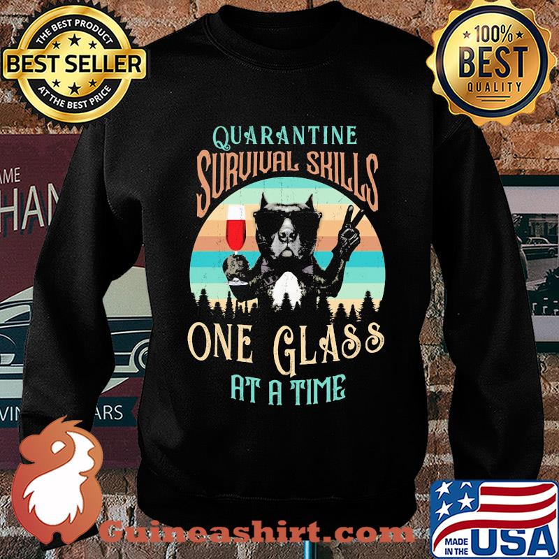 French bulldog drink wine quarantine survival skills one glass at a time vintage s Sweater