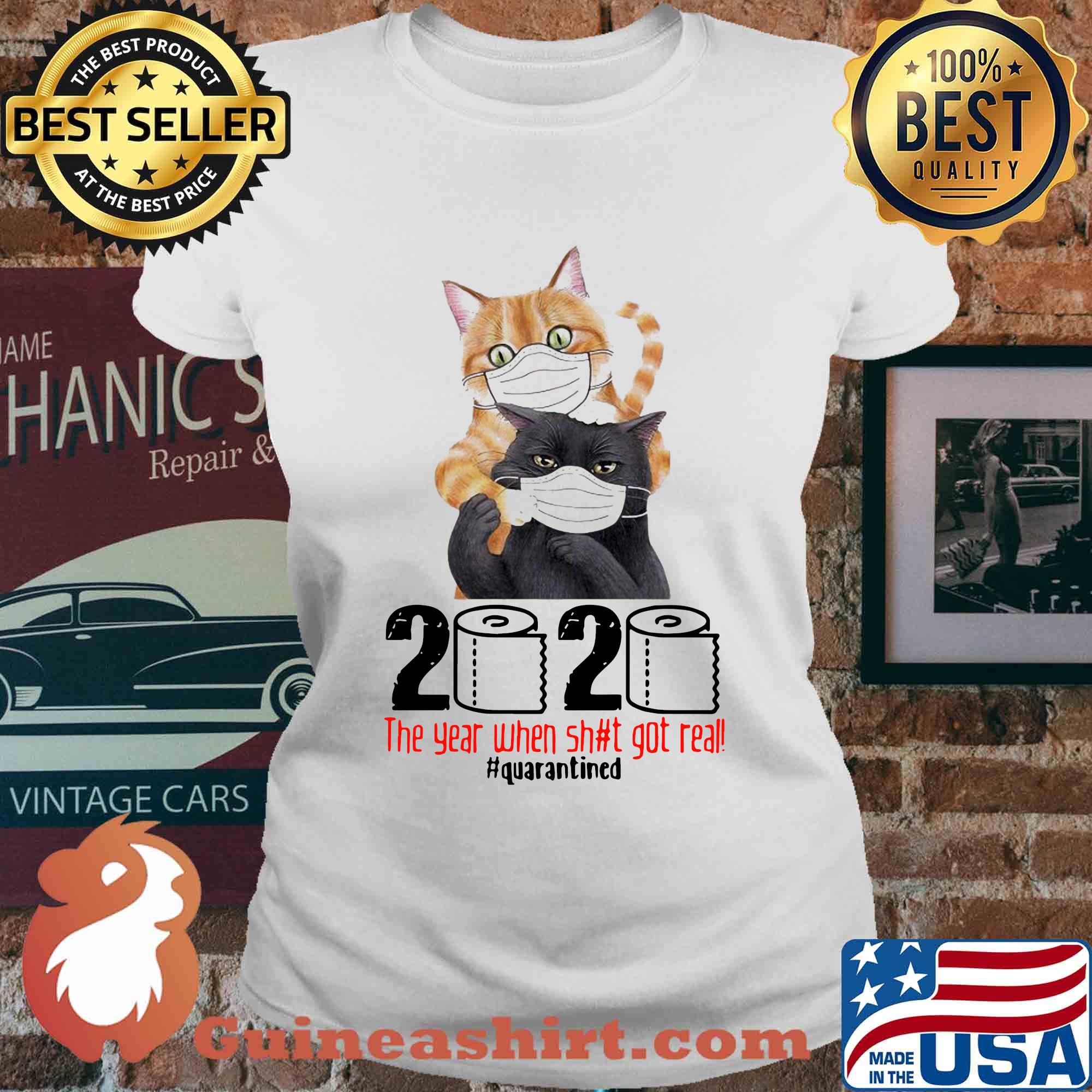 Friends Cat 2020 The Year When Shit Got Real Quarantined Toilet Paper Covid-19 s Ladies tee