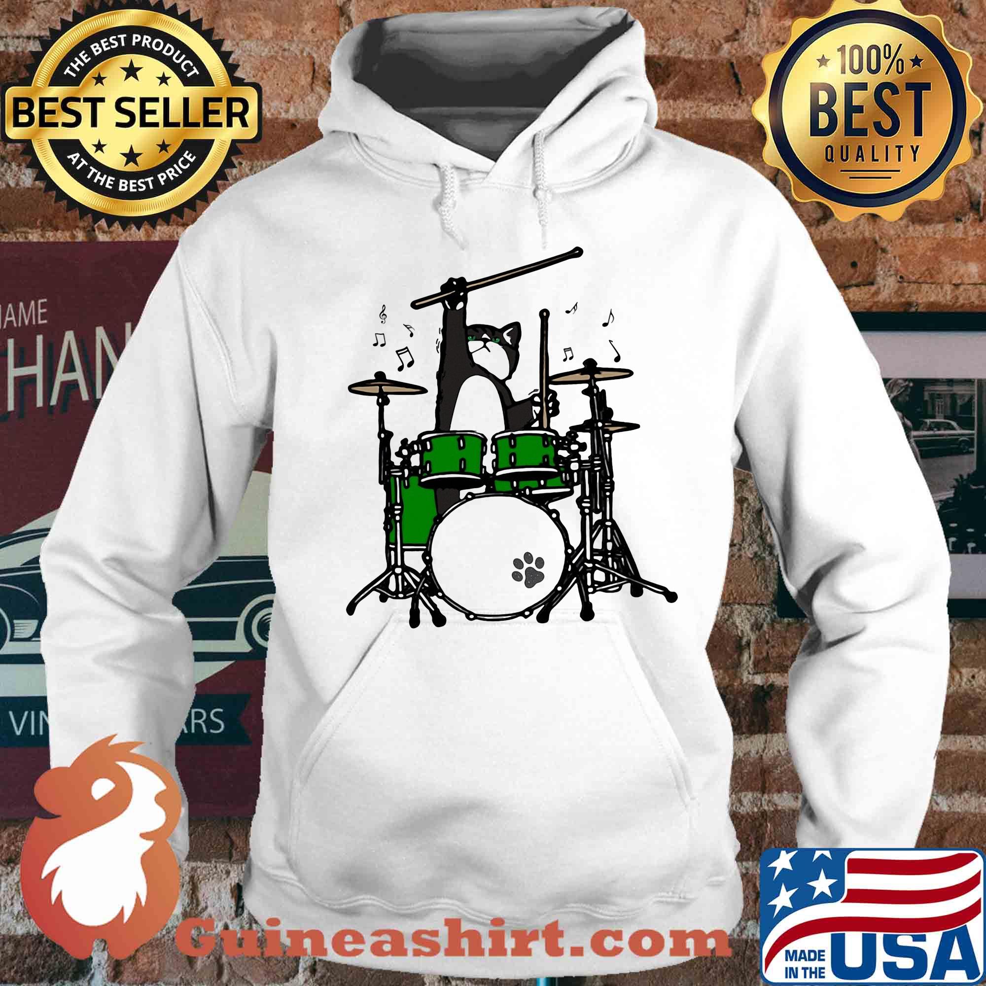 Funny Cat playing drums s Hoodie