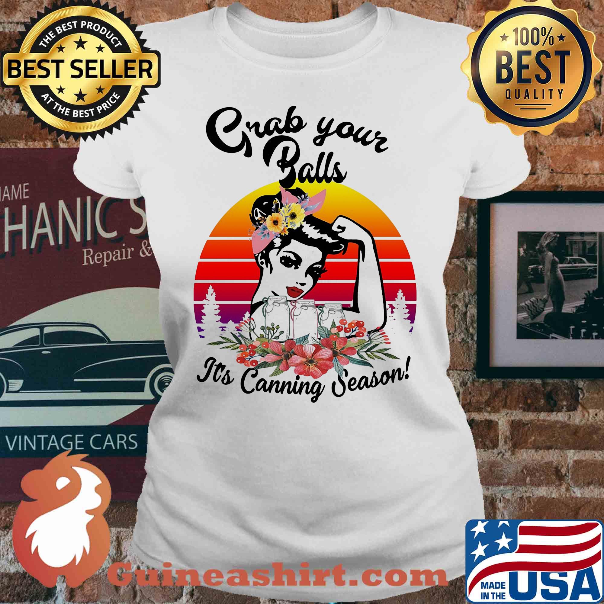 Grab your balls it's canning season flower vintage s V-neck