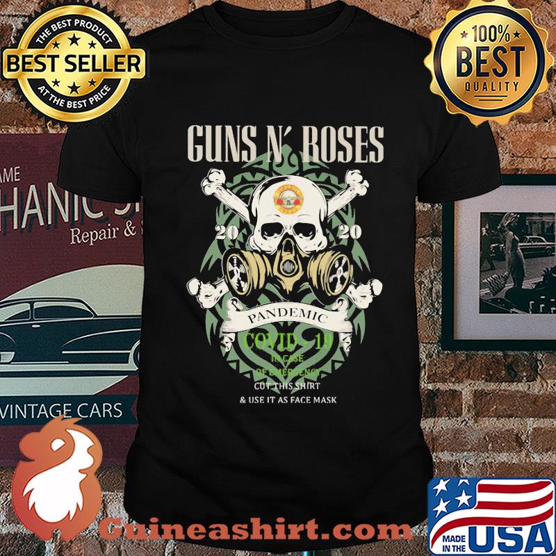 Guns N' Roses 2020 pandemic Covid-19 in case skull mask shirt
