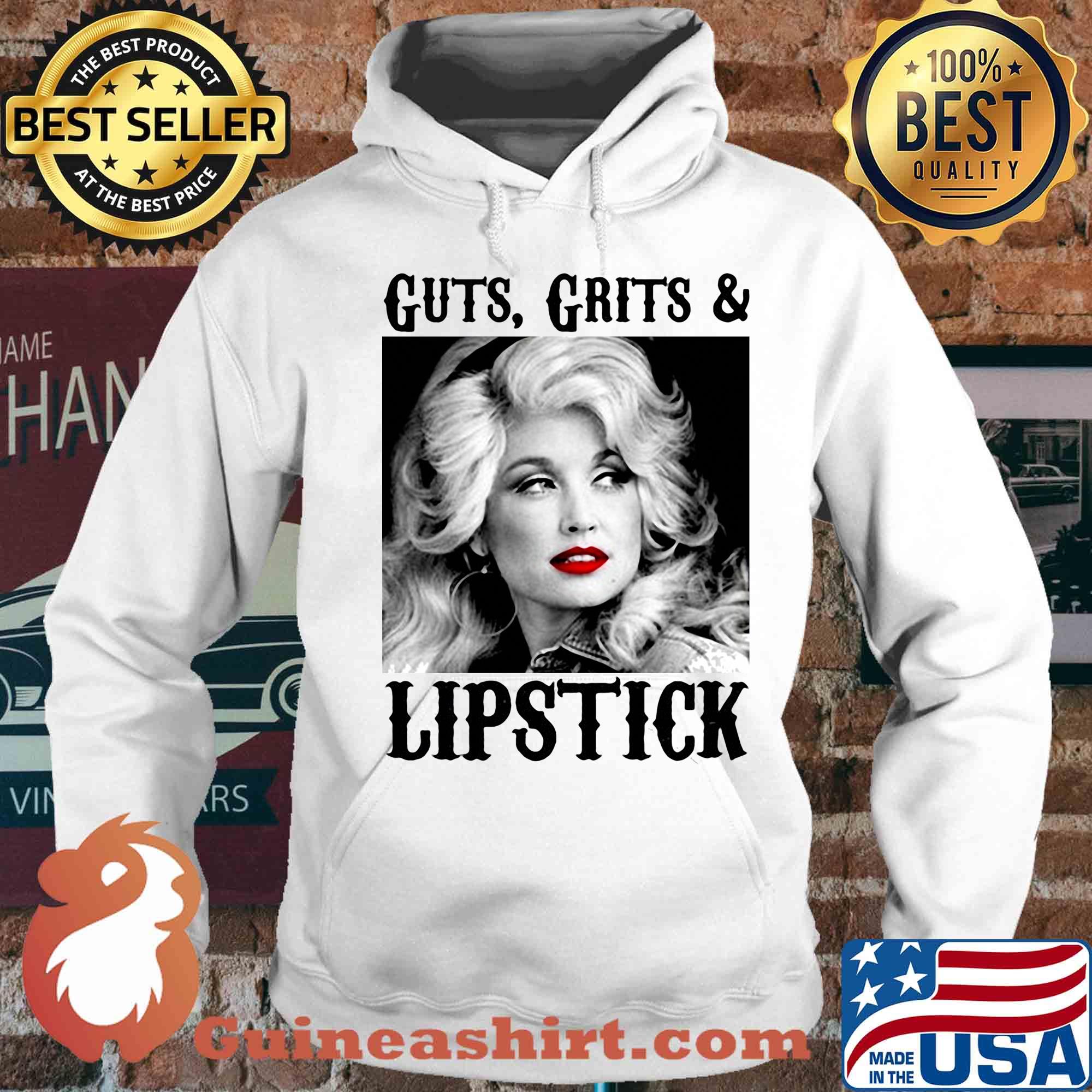 Guts grits and lipstick dolly parton picture white black s Hoodie
