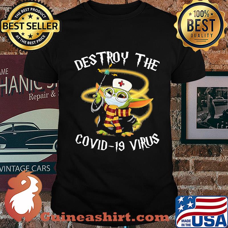 Harry potter baby yoda nurse mask destroy the covid-19 virus shirt