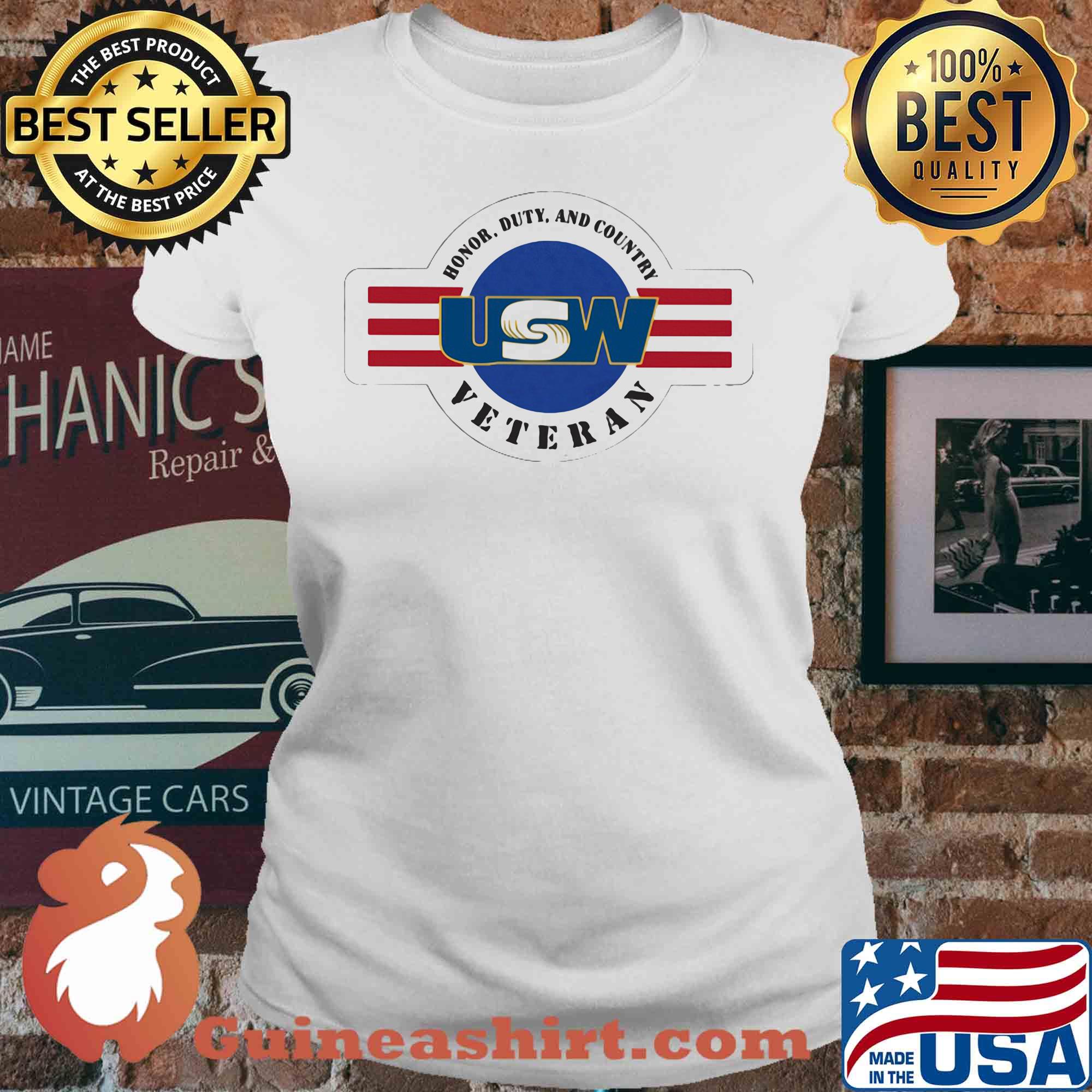 Honor duty and country veteran United Steelworkers s V-neck