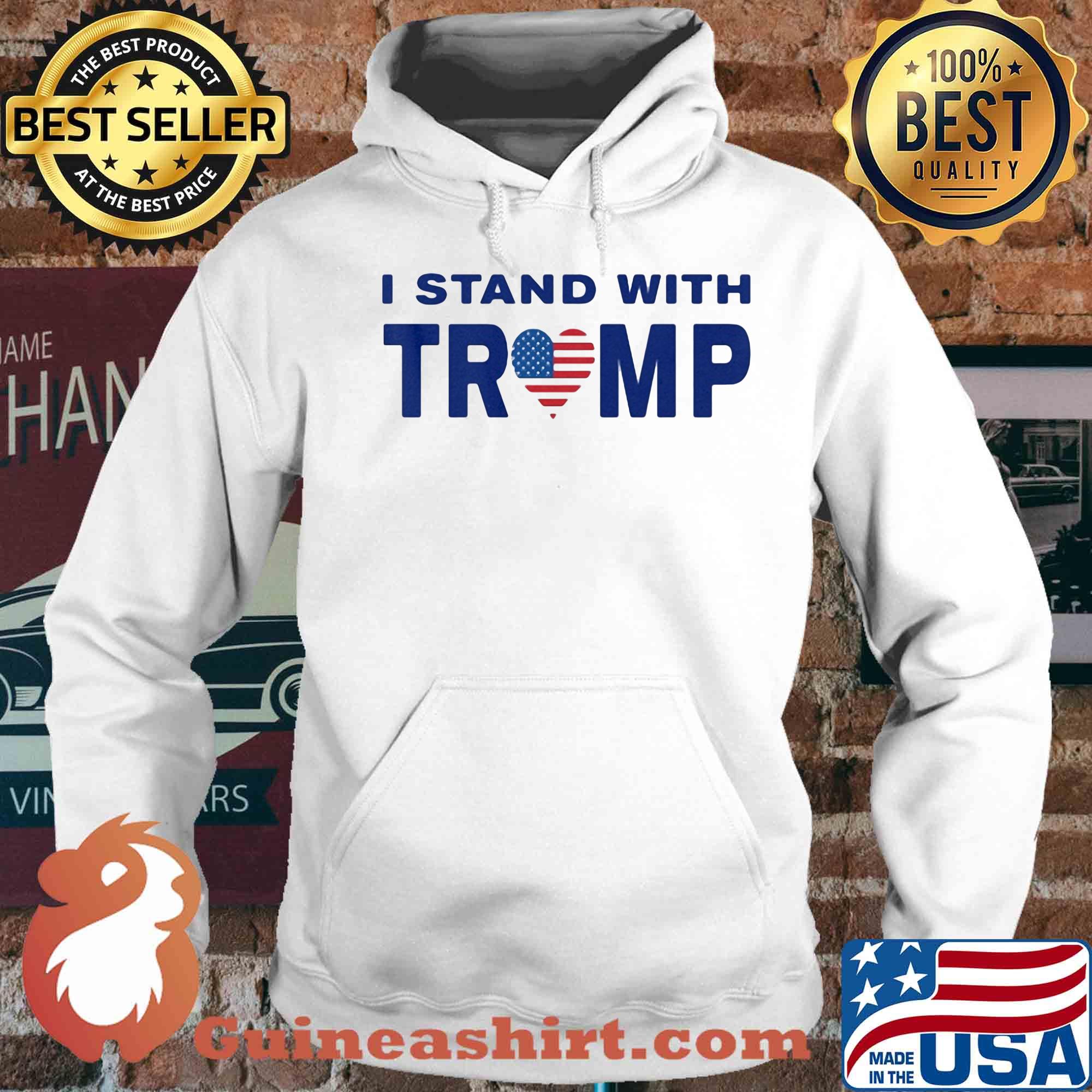 I stand with Trump heart American flag veteran s Hoodie
