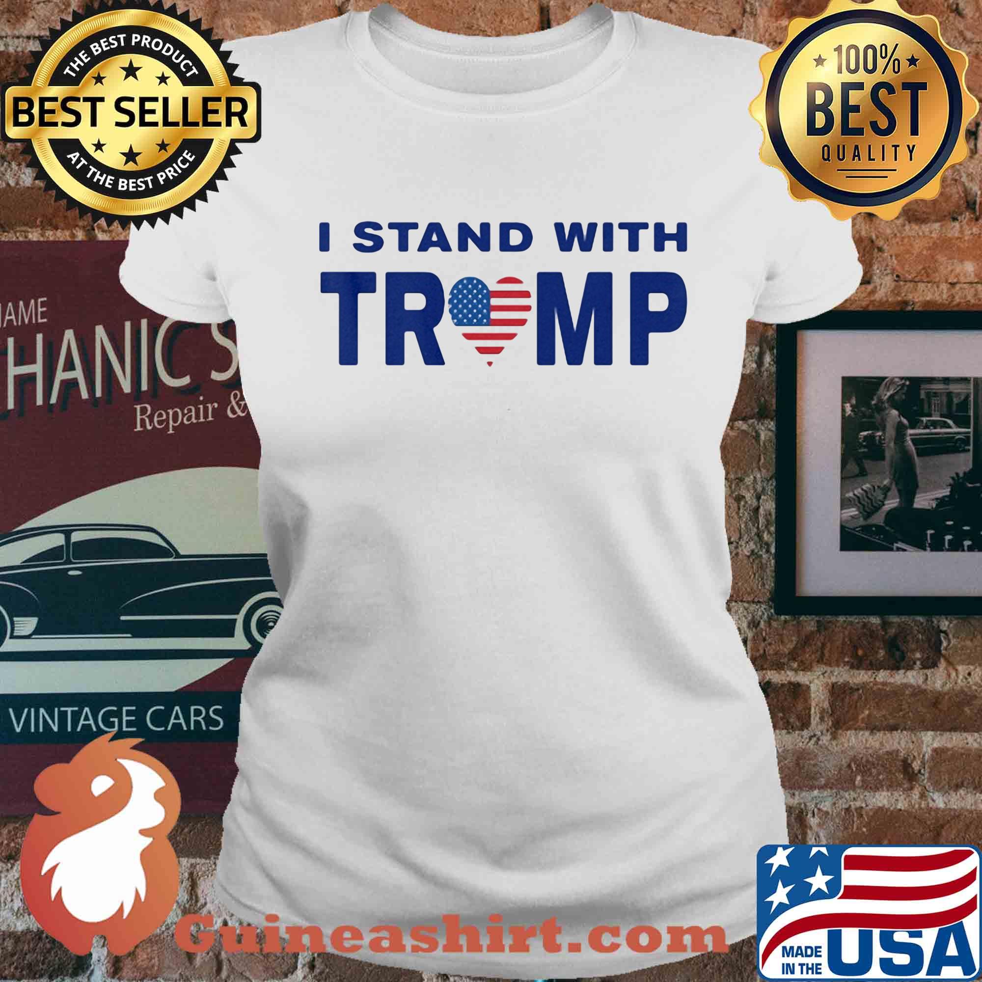 I stand with Trump heart American flag veteran s Ladies tee