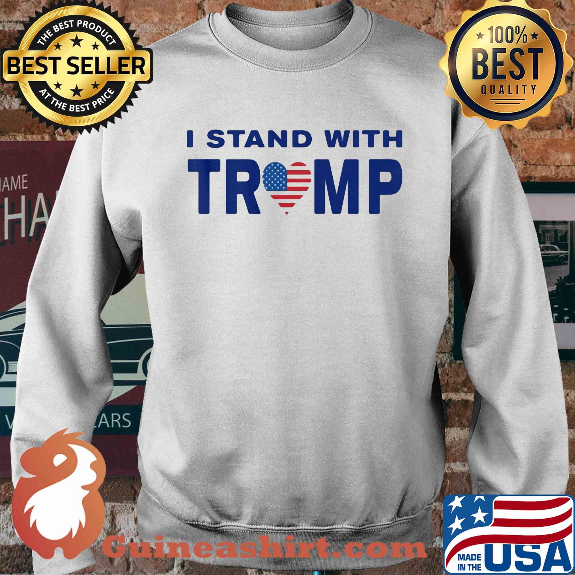 I stand with Trump heart American flag veteran s Sweater