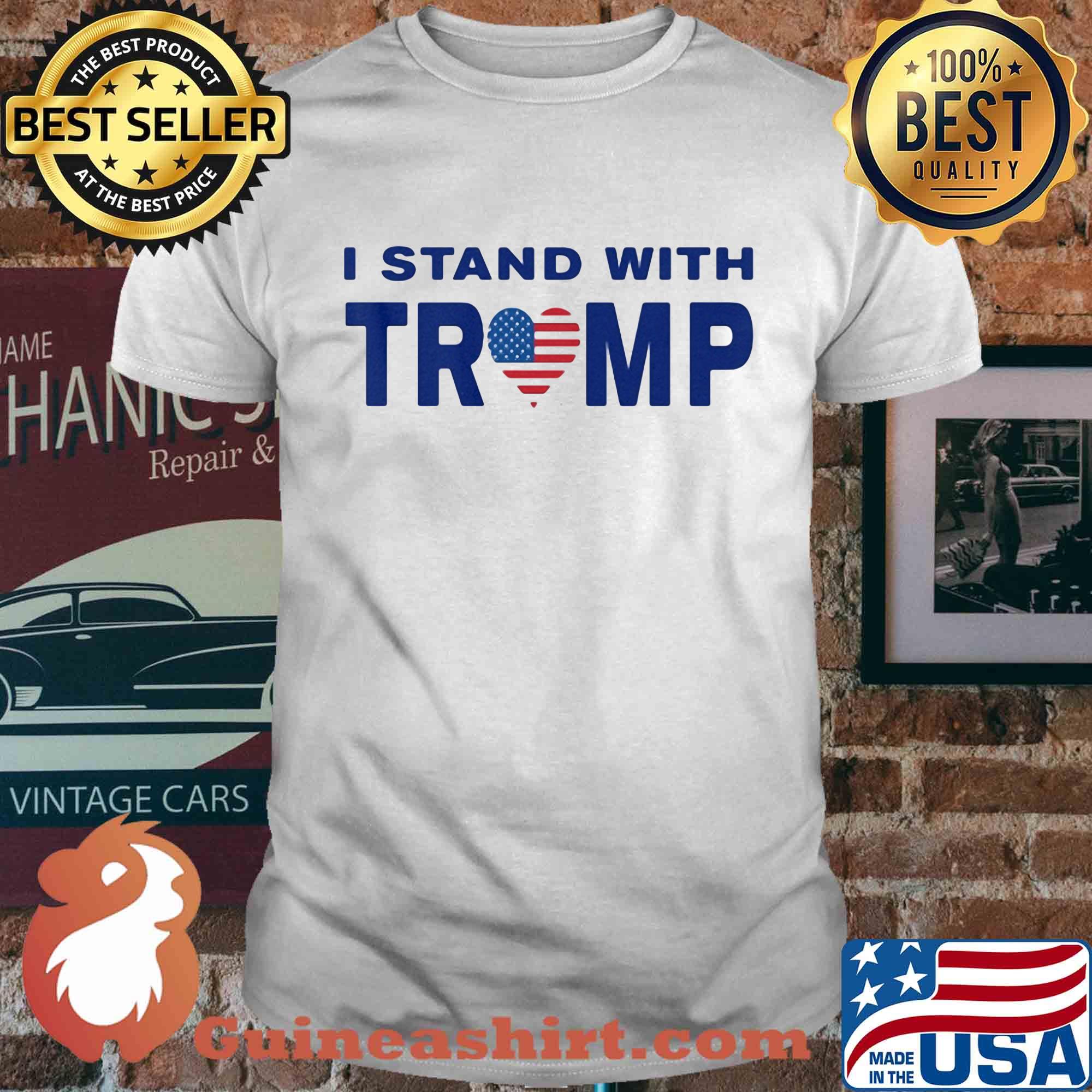 I stand with Trump heart American flag veteran shirt