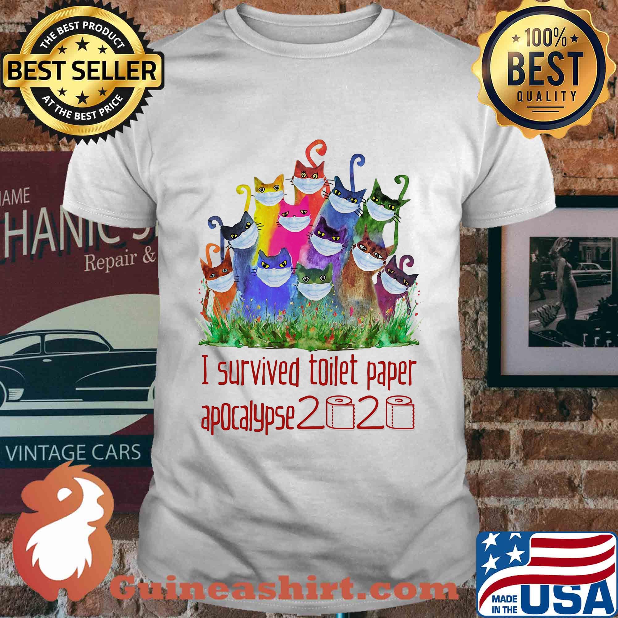 I survived toilet paper apocalypse 2020 Cat color shirt
