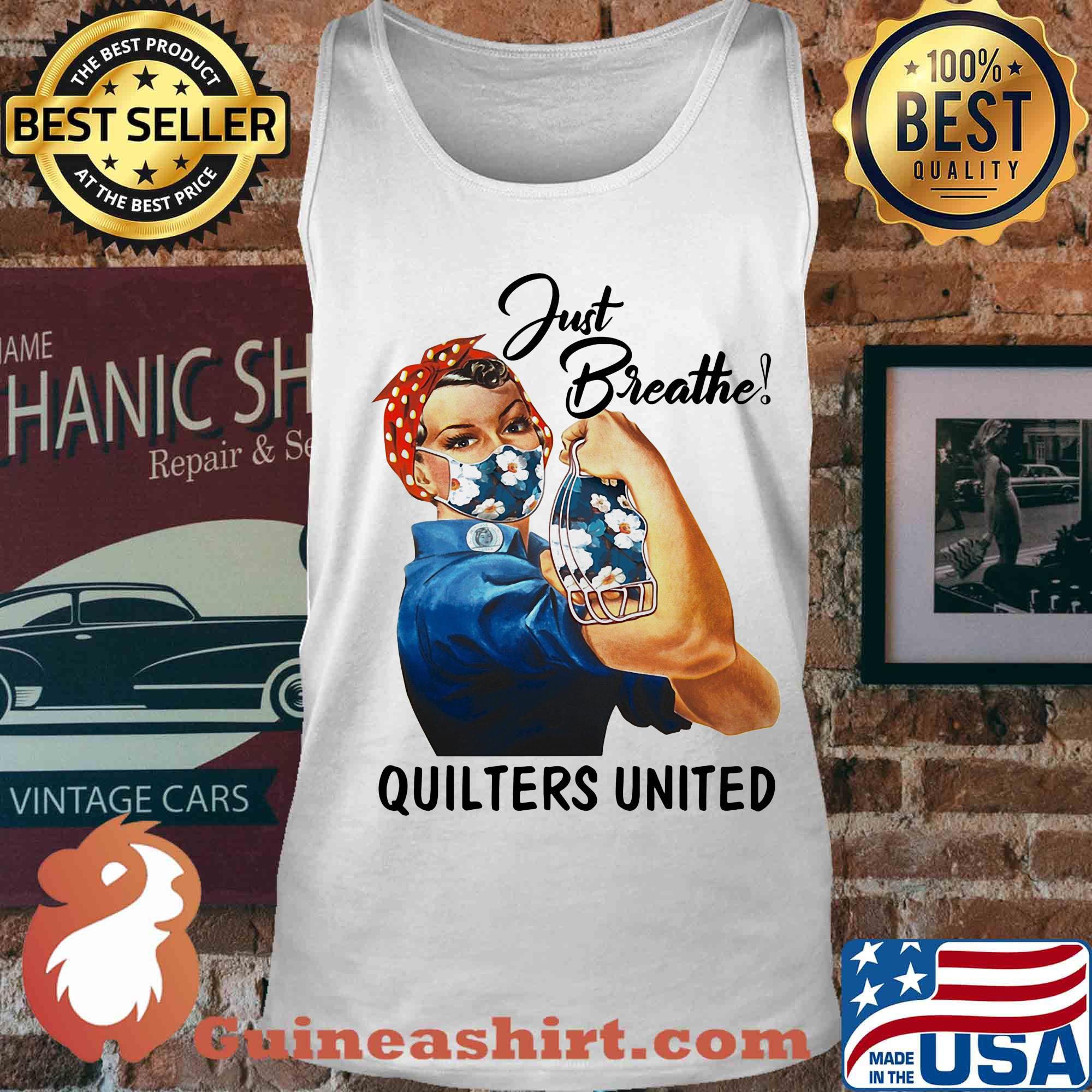 Just breathe quilters united mask Strong girl s Tank top