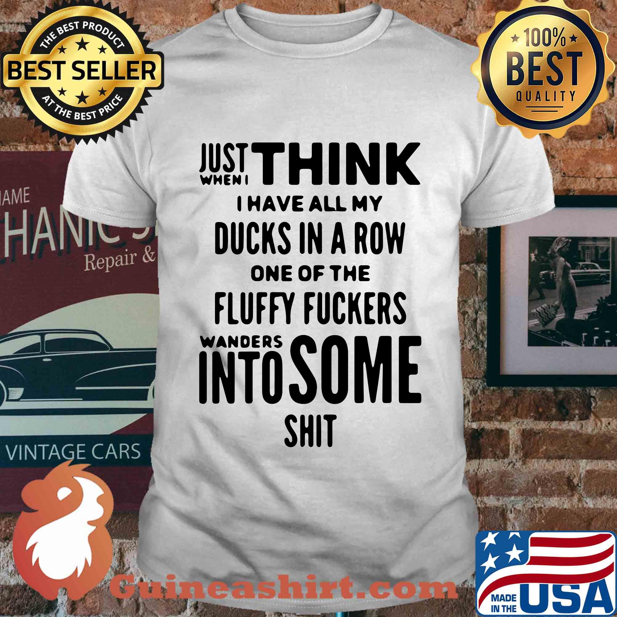 Just when I think I have all my ducks in a row one of the fluffy fuckers wanders into some shit shirt