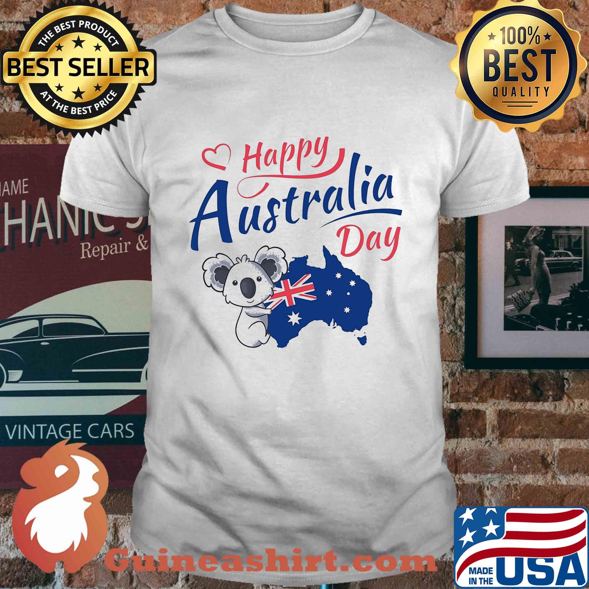 Koala happy australia day australian flag shirt