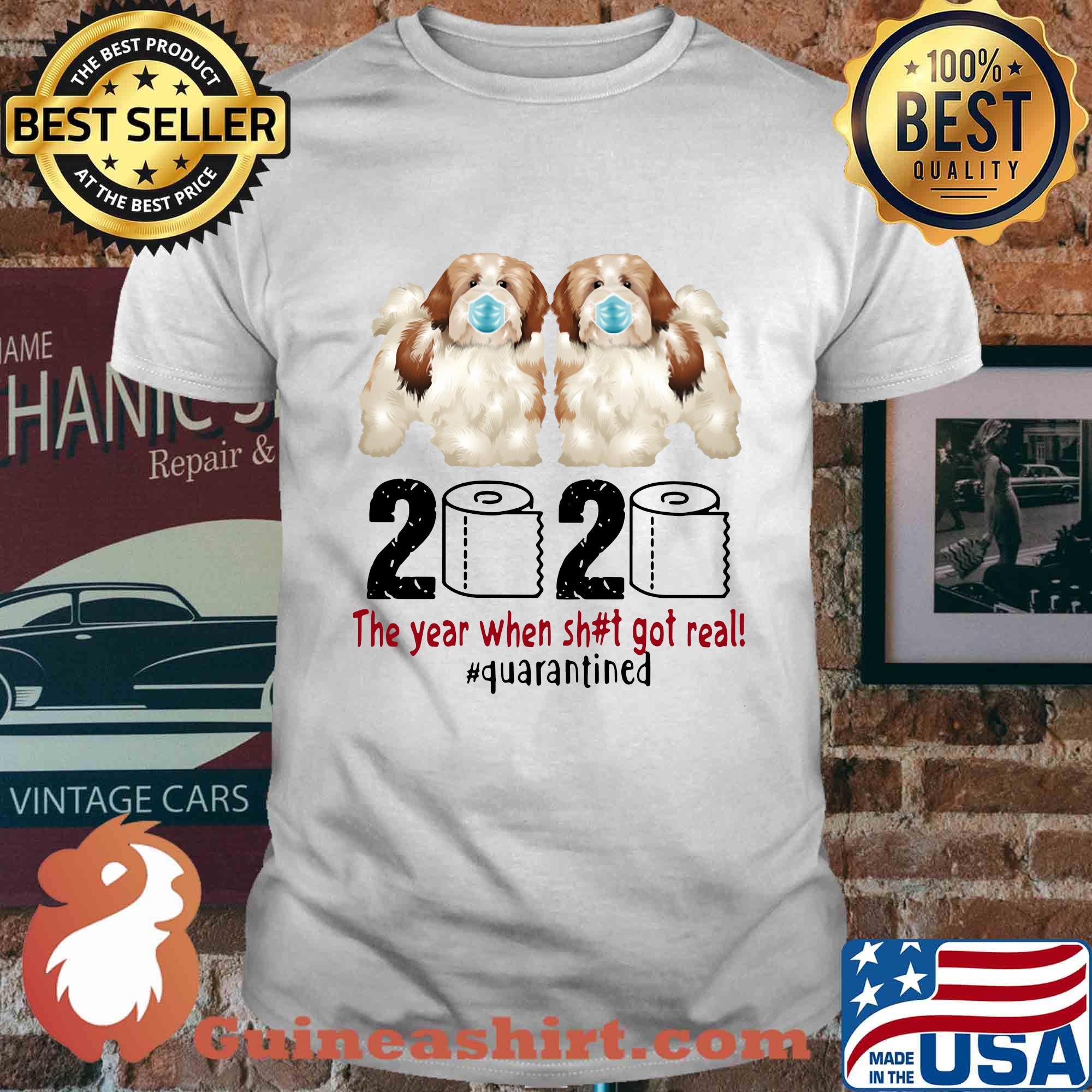 Lhasa apso 2020 the year when shit got real quarantined toilet paper covid-19 shirt