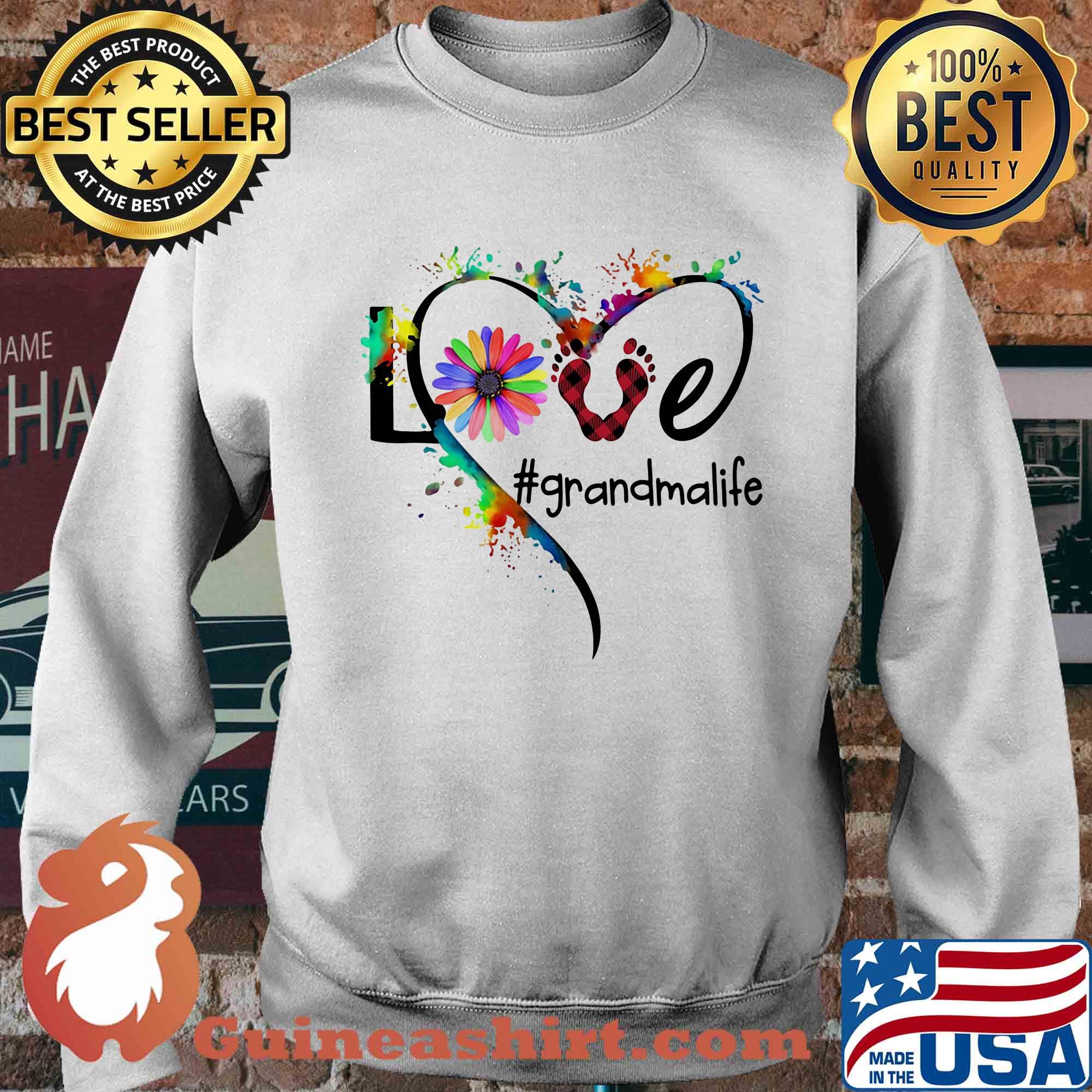 Love grandma life flower paw people color s Sweater