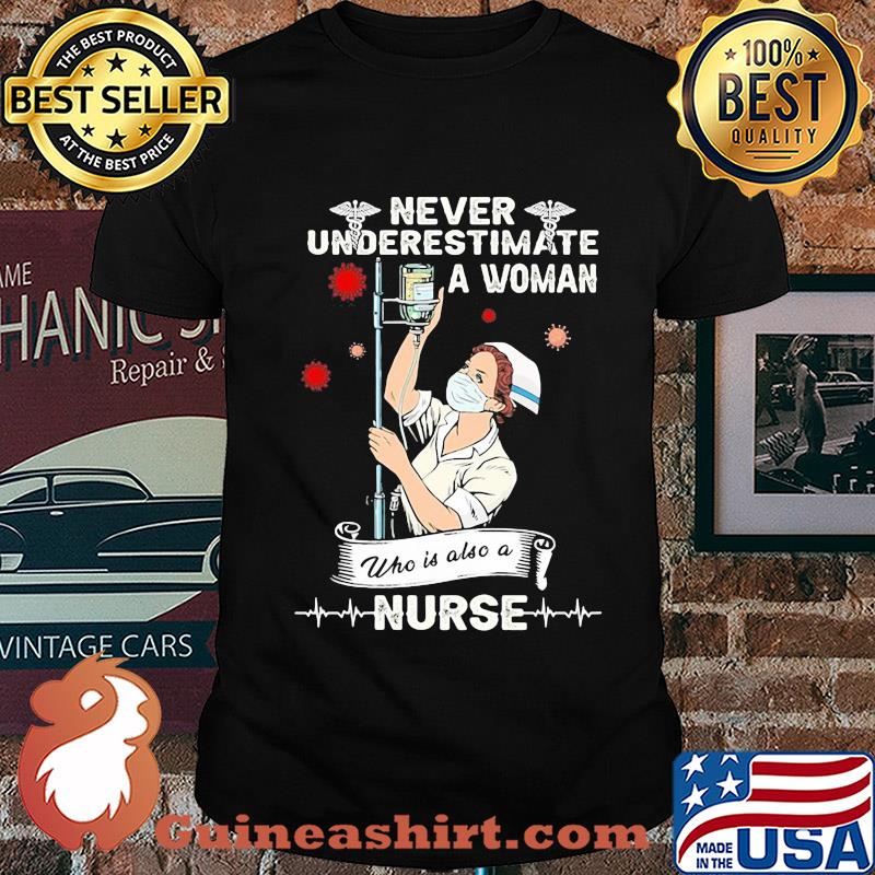Never underestimate a woman who is also a nurse mask shirt