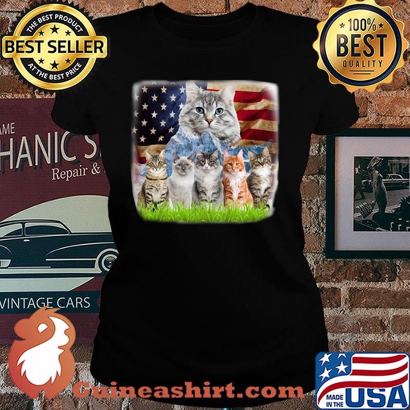 Official cats mountain american flag s Ladies tee