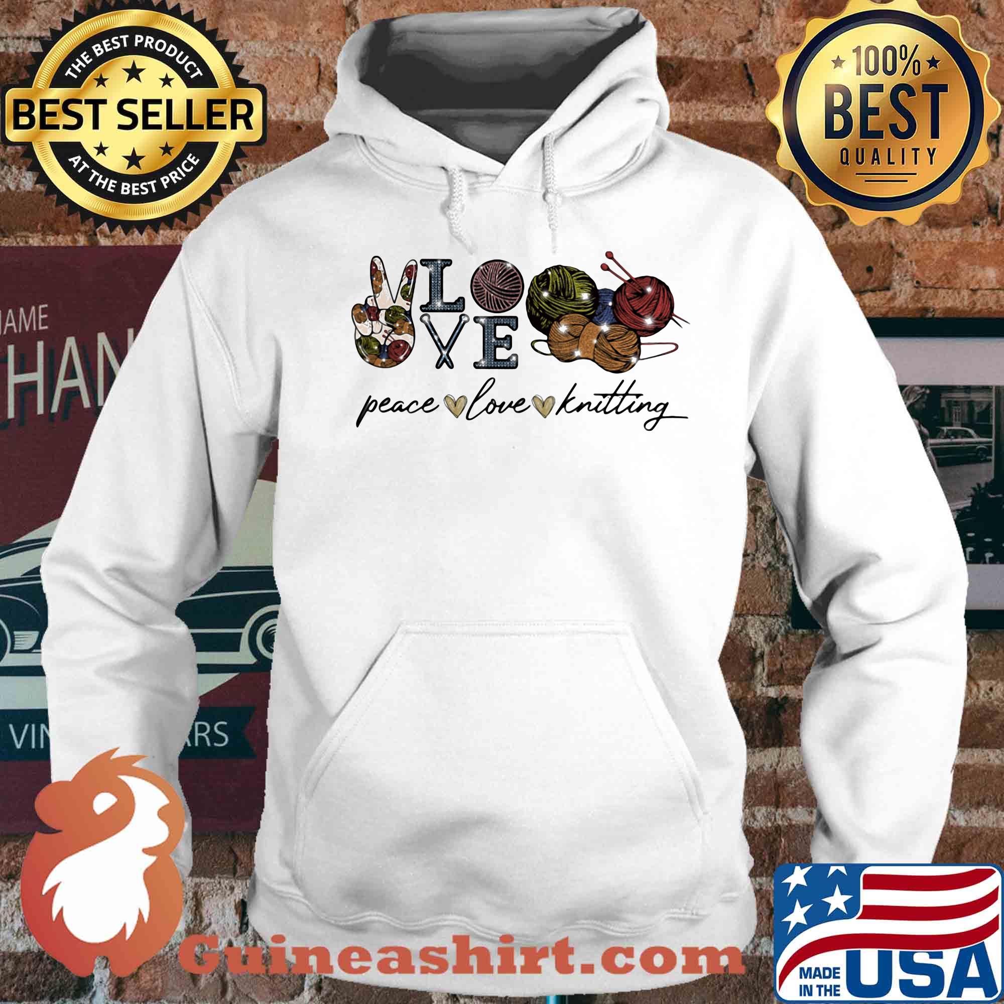 Official peace love knitting s Hoodie