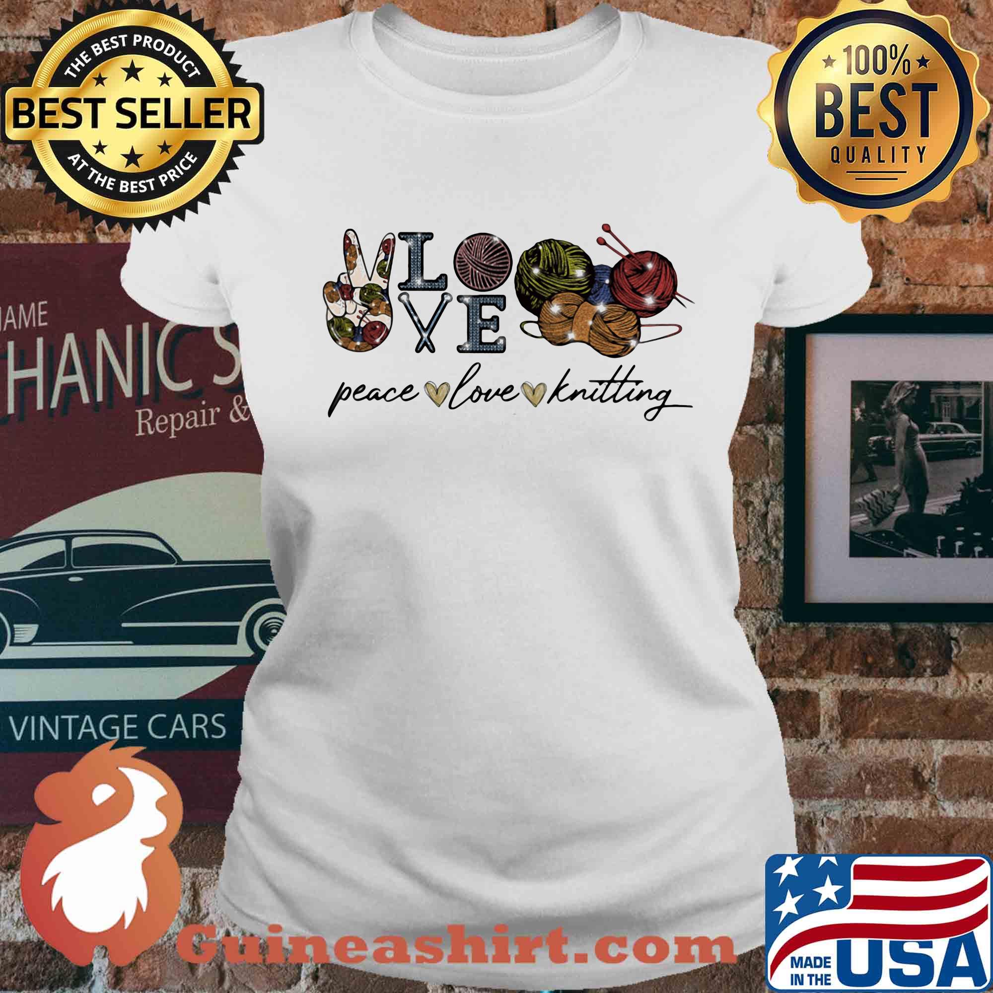Official peace love knitting s Ladies tee