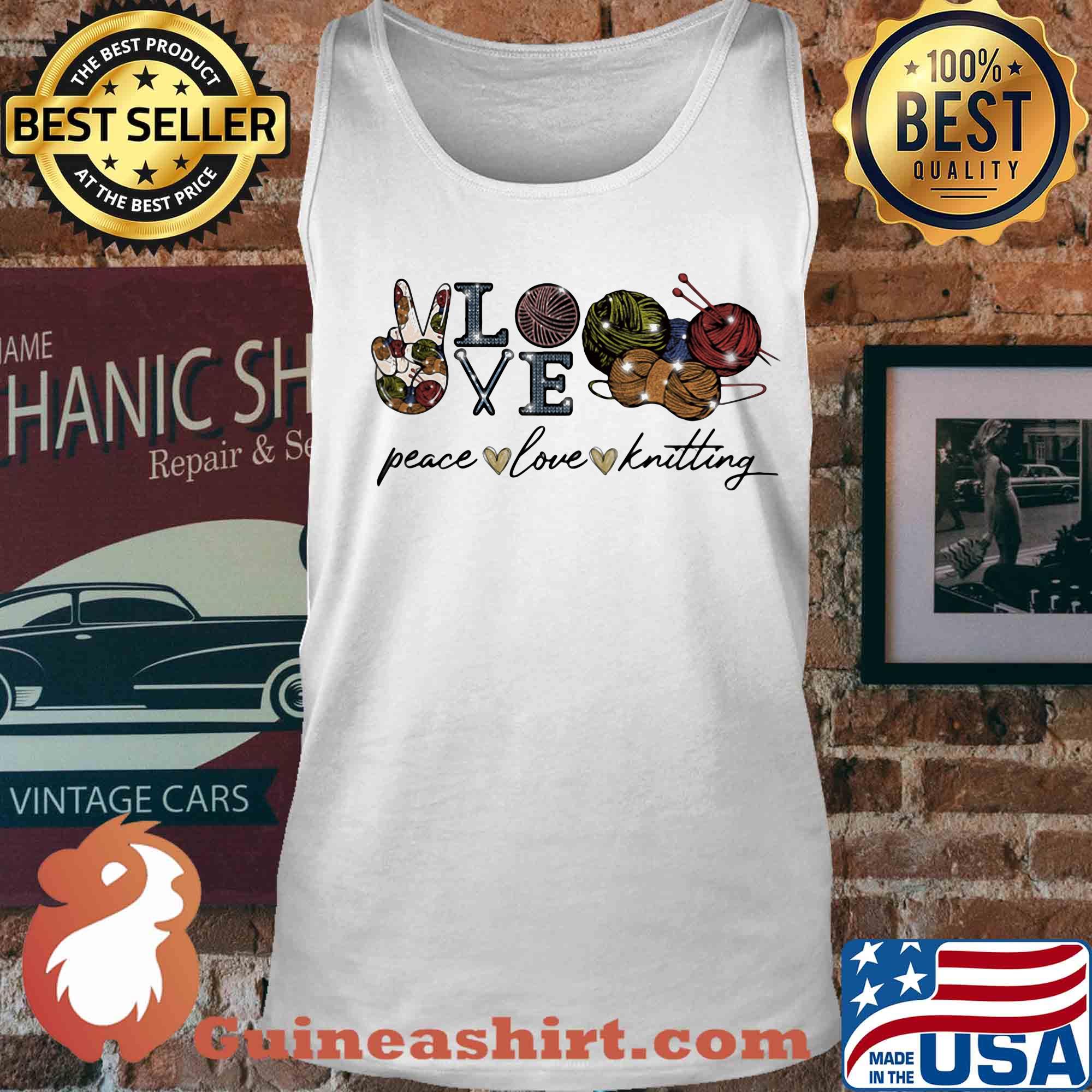 Official peace love knitting s Tank top