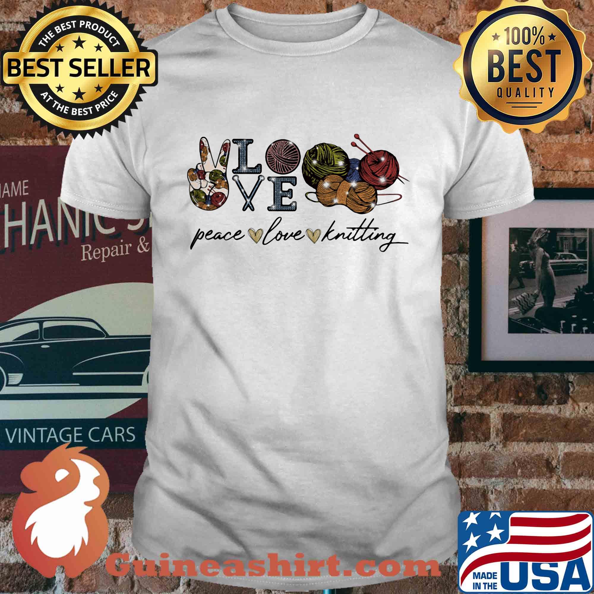 Official peace love knitting shirt