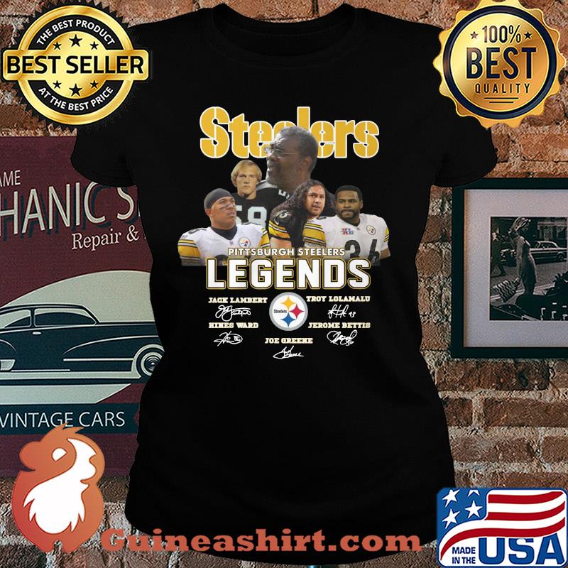 pittsburgh steelers legends jack landert troy leolulu joe greed team signatures s Ladies tee