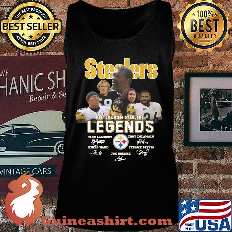 pittsburgh steelers legends jack landert troy leolulu joe greed team signatures s Tank top