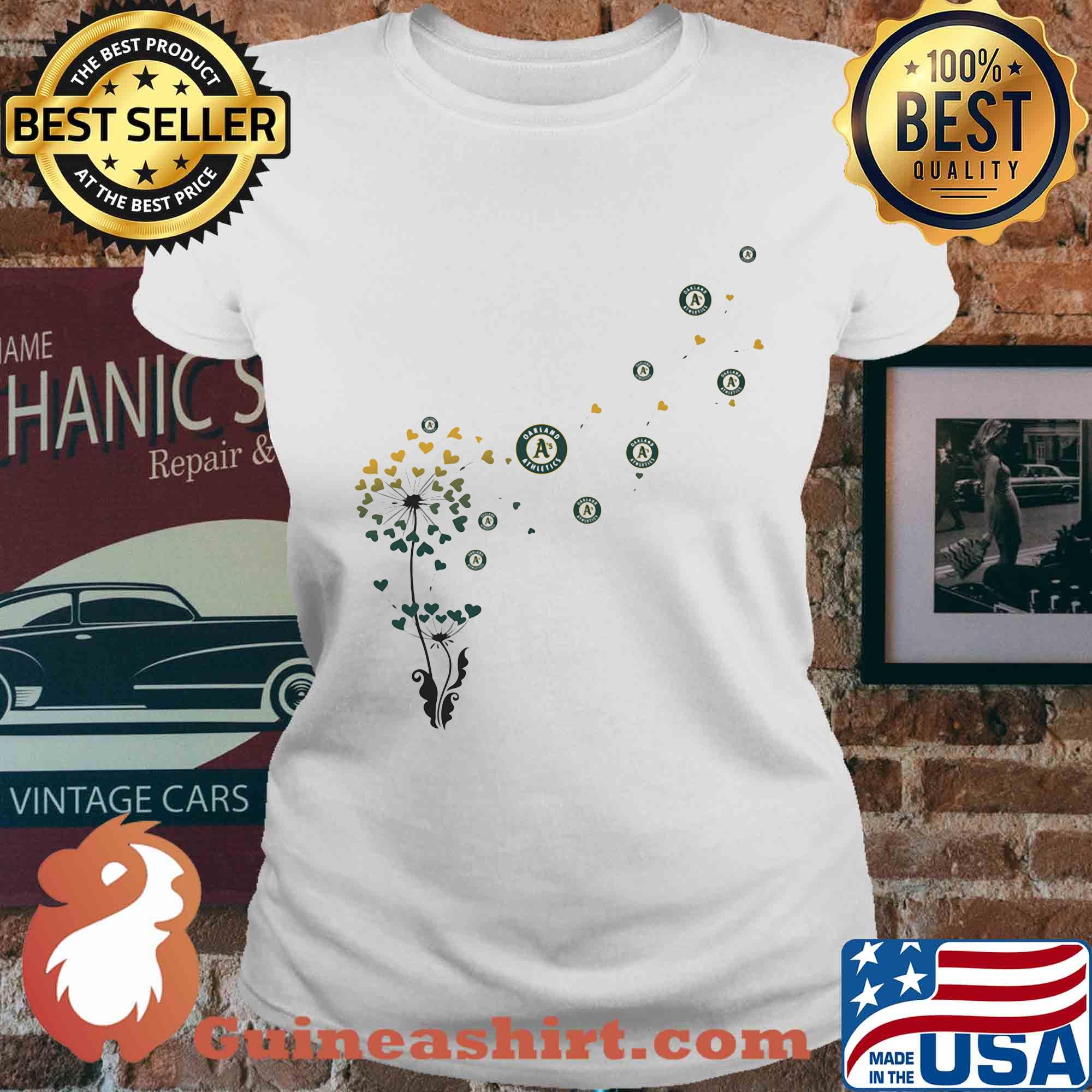 Romantic Dandelion Machine Embroidery Oakland Athletics Baseball s Ladies tee
