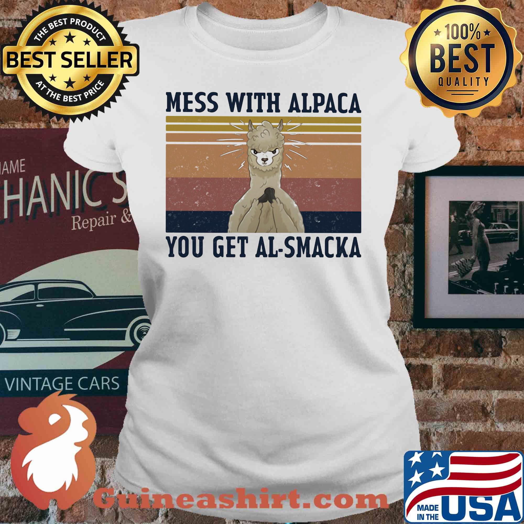 Sheep mess with alpaca you get al-smacka vintage s V-neck