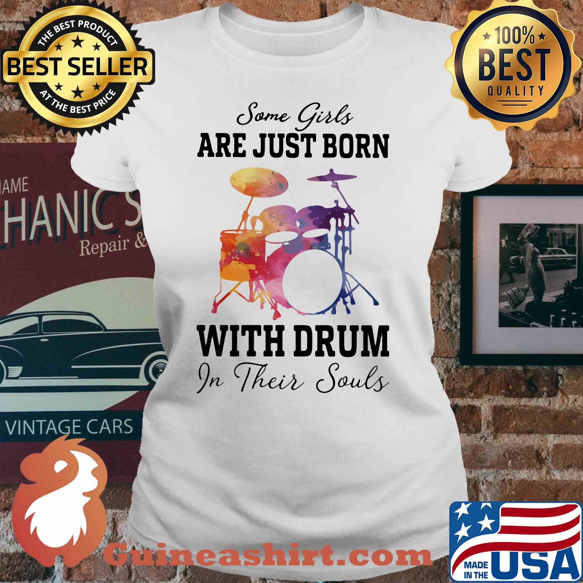 Some girl are just born with drum in their souls s V-neck