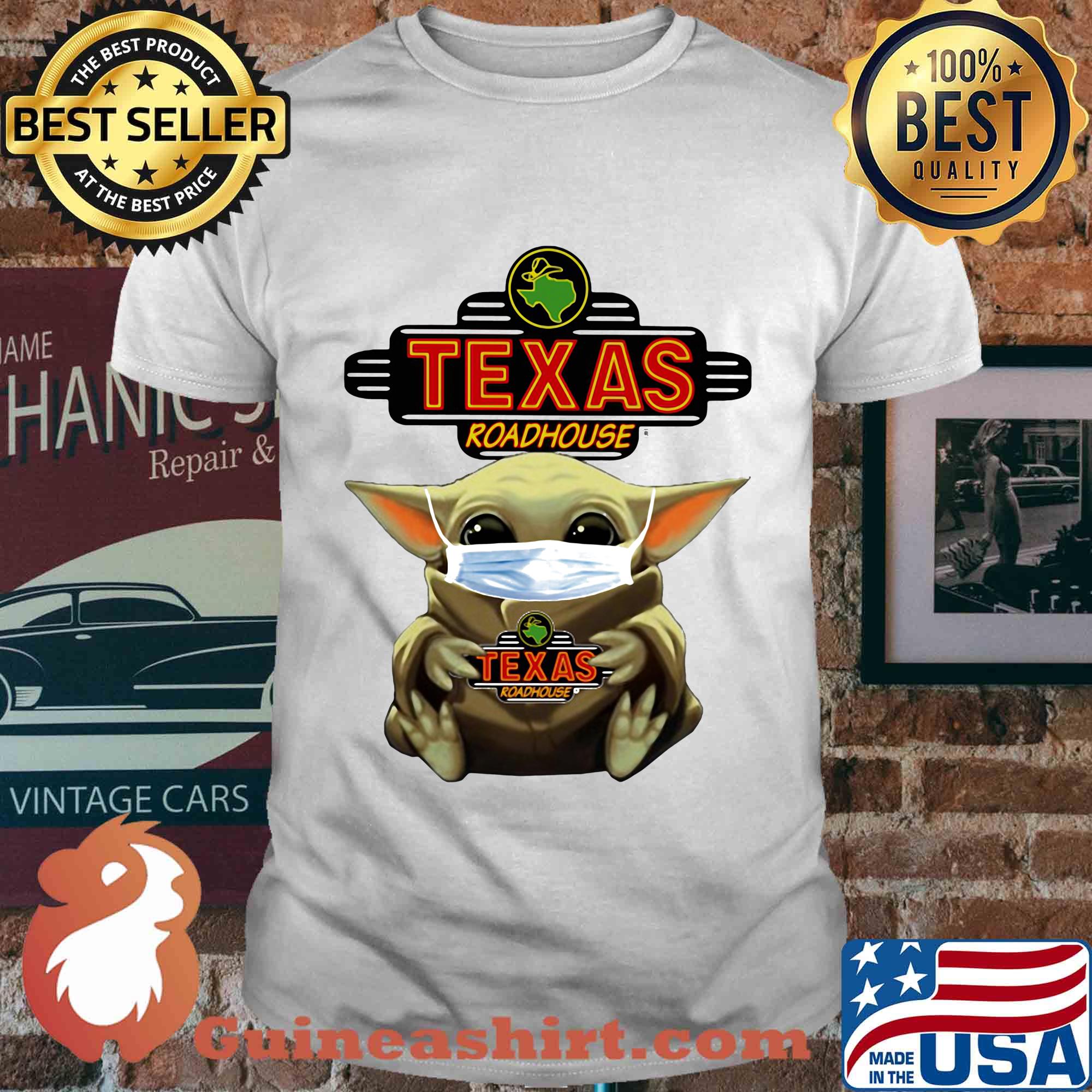 Star wars baby yoda mask hug texas roadhouse covid-19 shirt