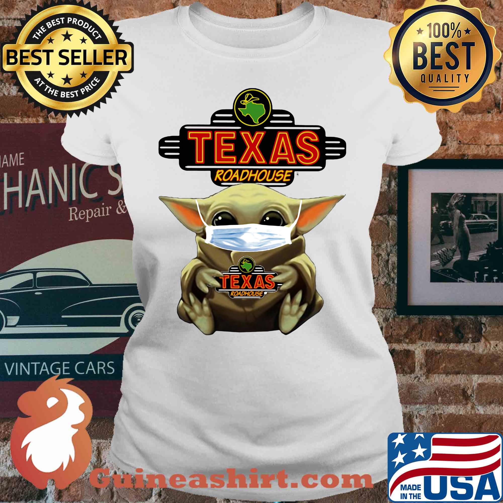 Star wars baby yoda mask hug texas roadhouse covid-19 s V-neck