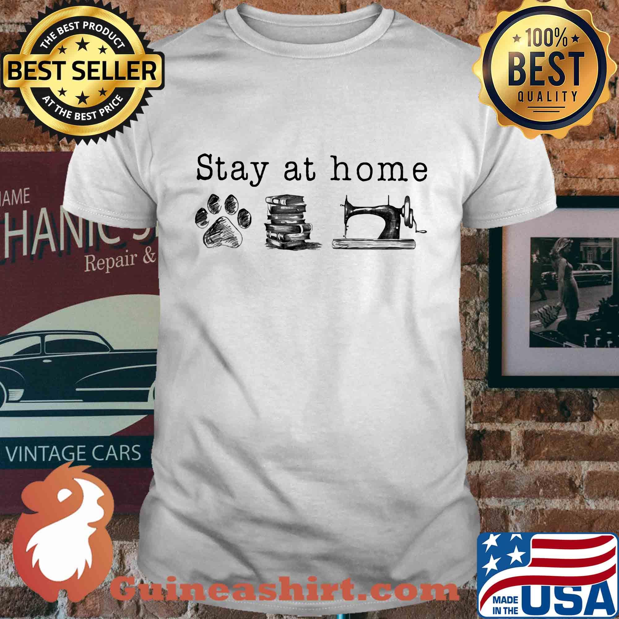 Stay at home paw dog books sew shirt