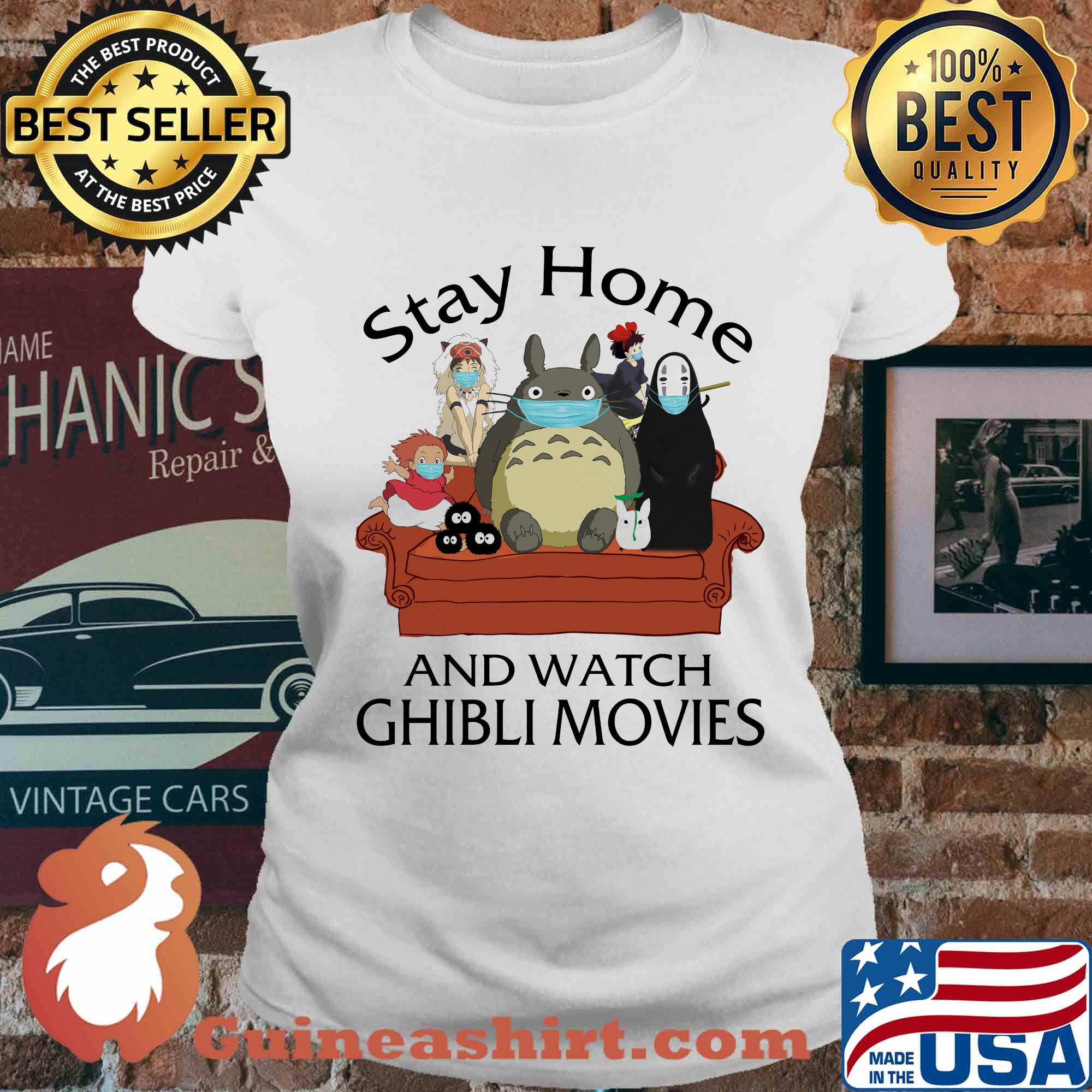 Stay home and watch ghibli movies cartoon covid-19 s Ladies tee