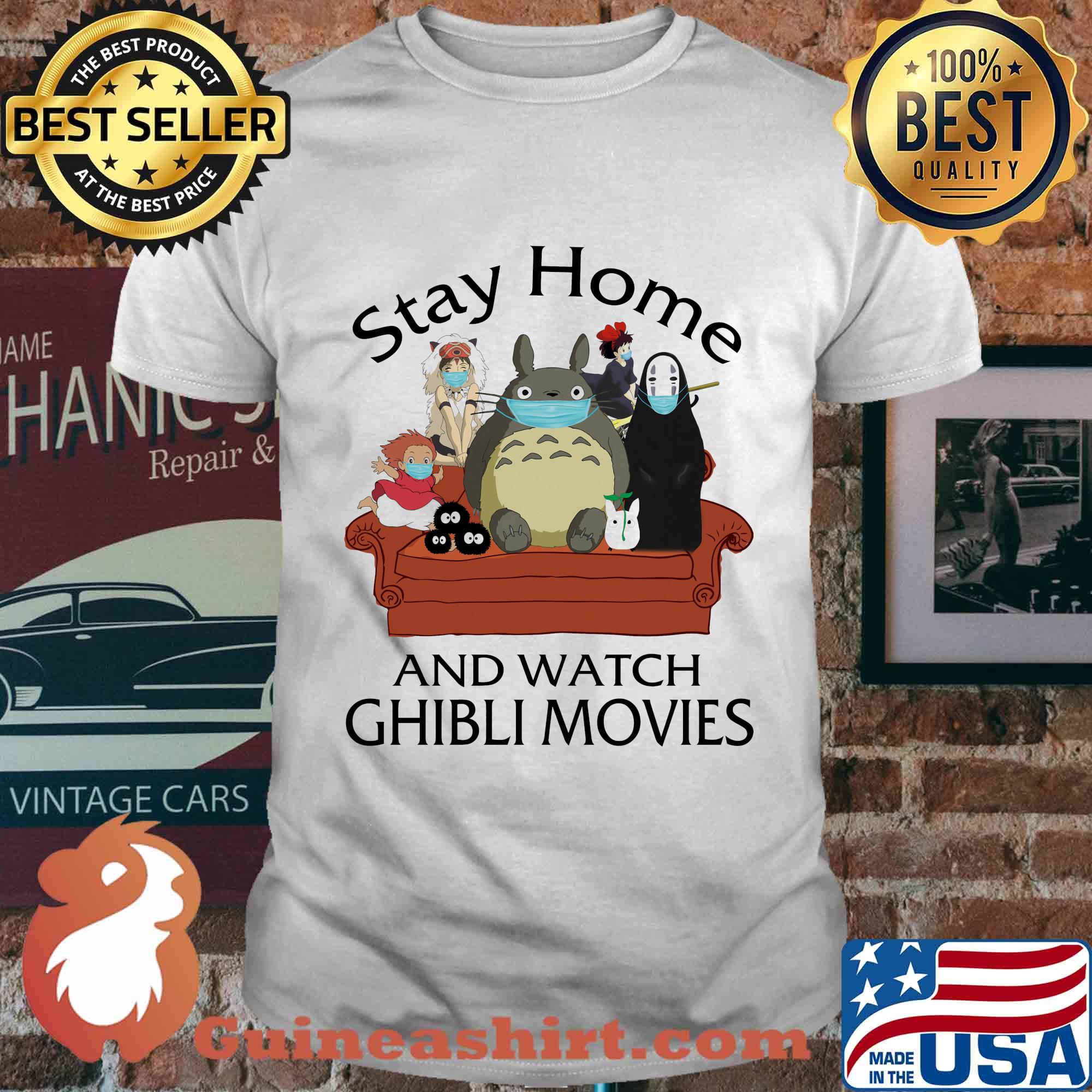 Stay home and watch ghibli movies cartoon covid-19 shirt