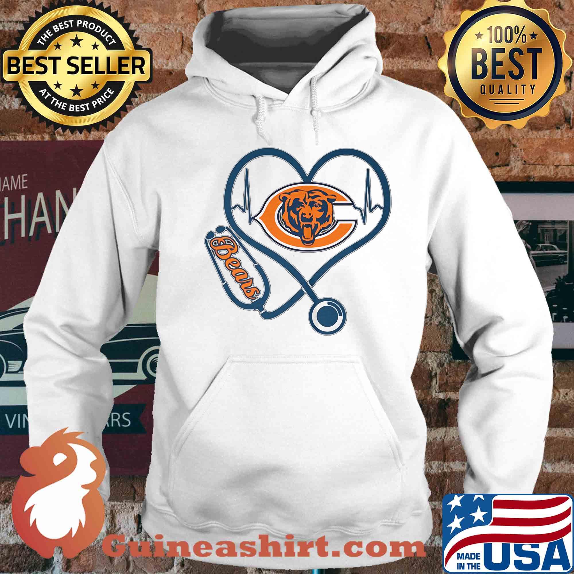 Stethoscope heart beat Chicago Bears s Hoodie