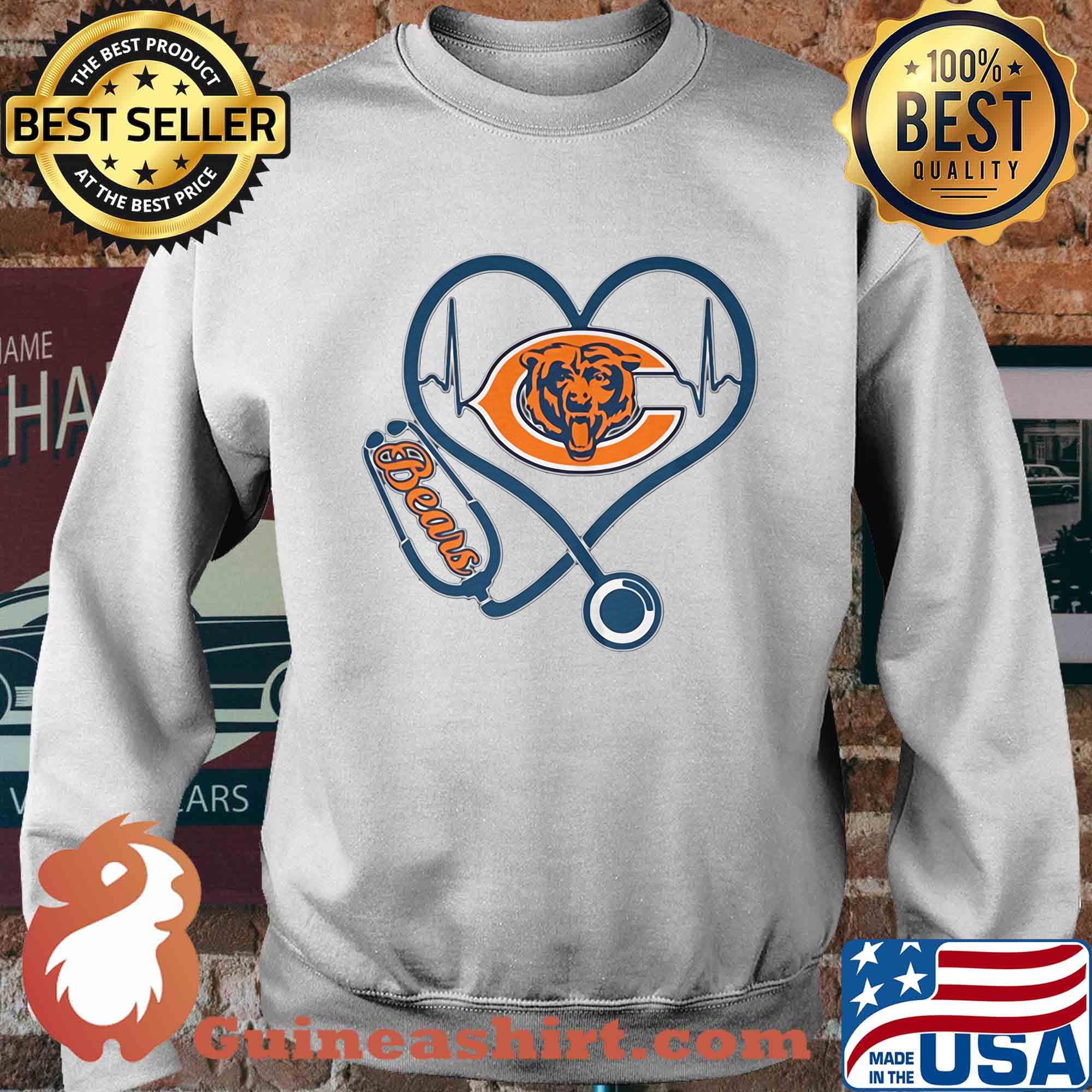Stethoscope heart beat Chicago Bears s Sweater