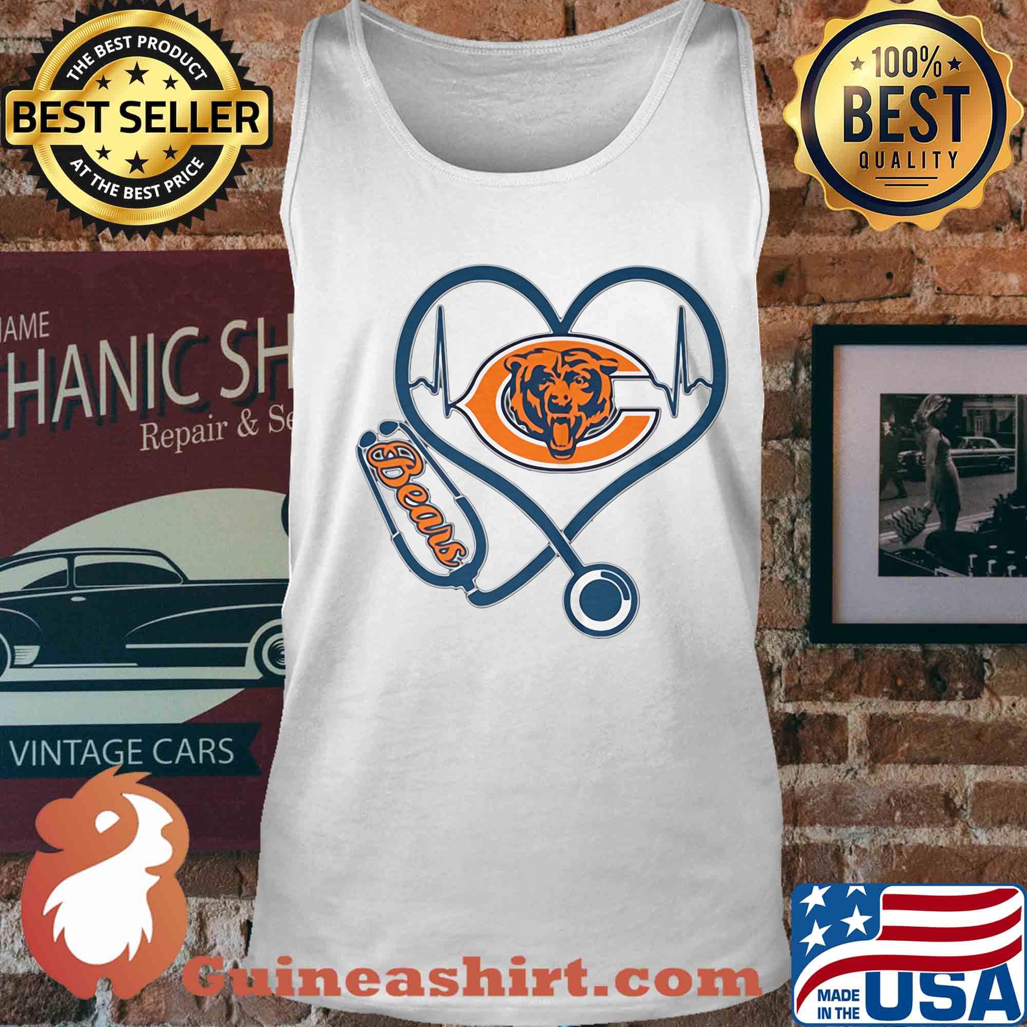 Stethoscope heart beat Chicago Bears s Tank top