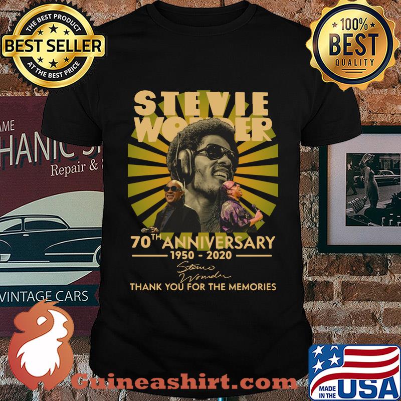 Stevie wonder 70th anniversary 1950-2020 signature thank you for the memories shirt