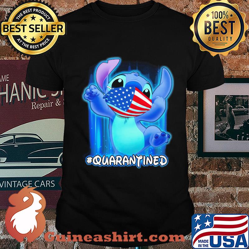 Stich quarantined American flag mask Disney shirt