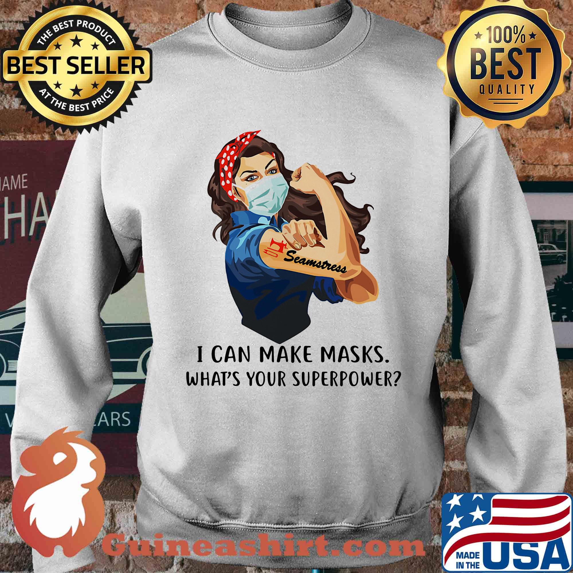 Strong woman tattoos seamstress i can make masks what’s your superpower covid-19 s Sweater
