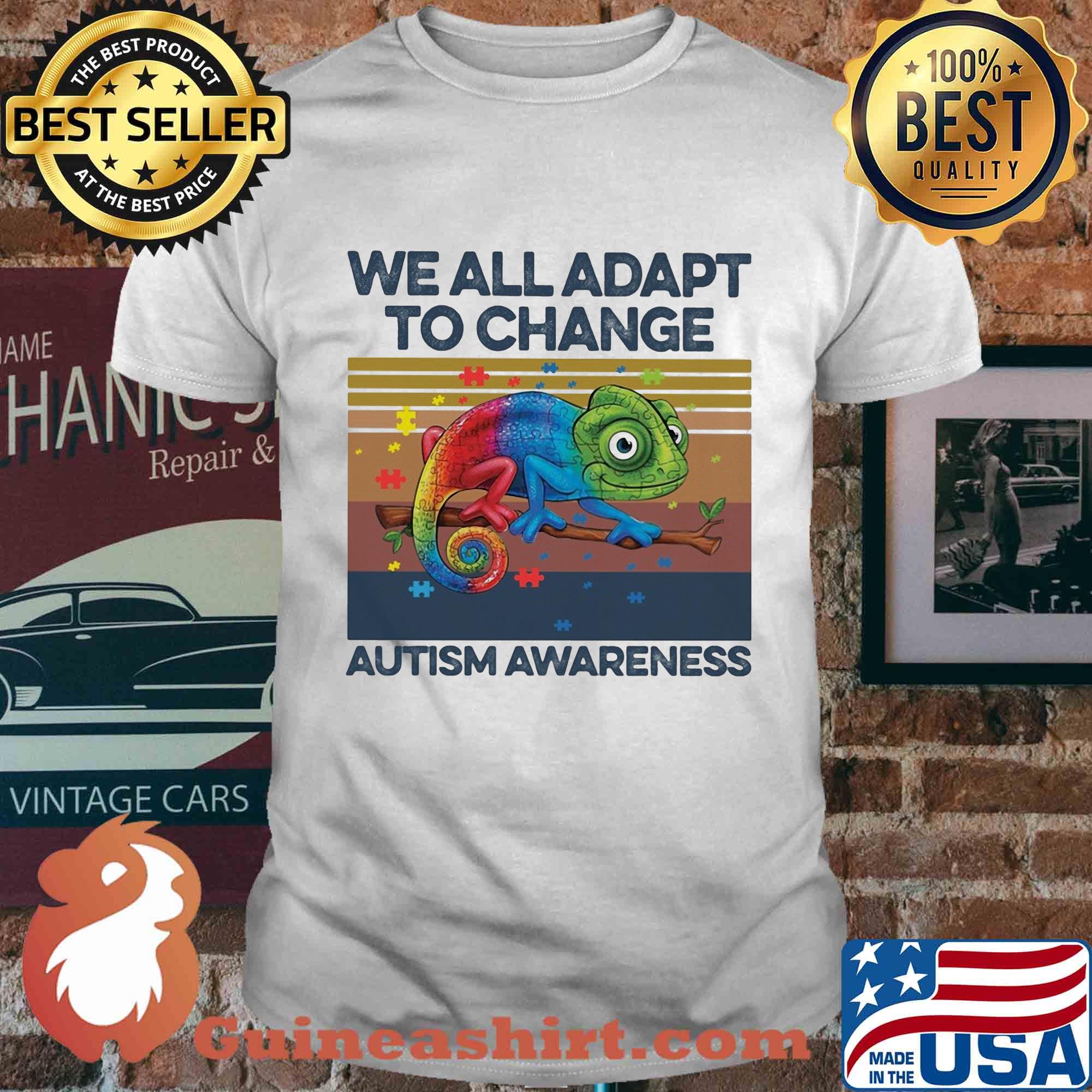 We all adapt to change autism awareness vintage shirt