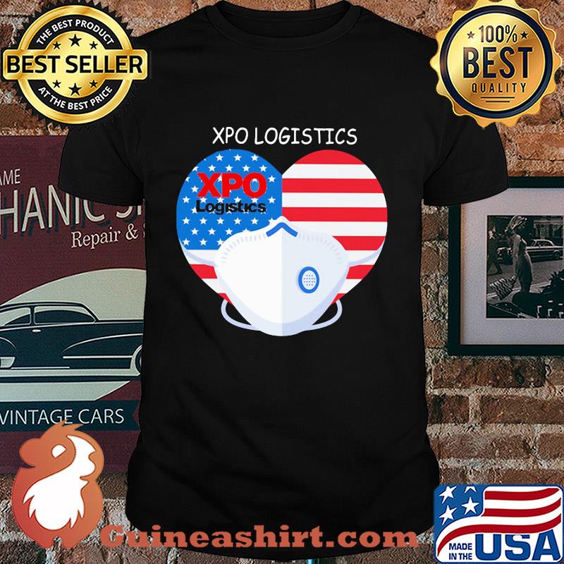 XPO logistics heart mask American flag veteran shirt