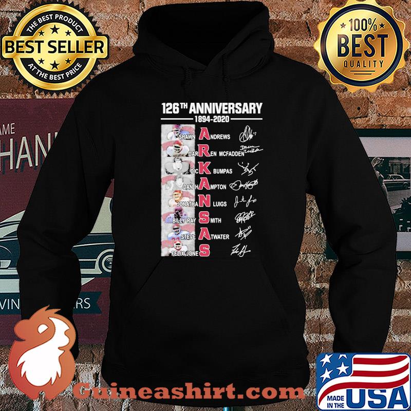 126th anniversary 1894 2020 arkansas razorbacks football team signatures s Hoodie