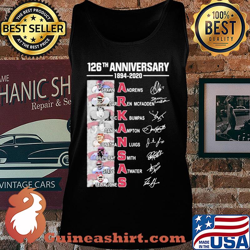 126th anniversary 1894 2020 arkansas razorbacks football team signatures s Tank top