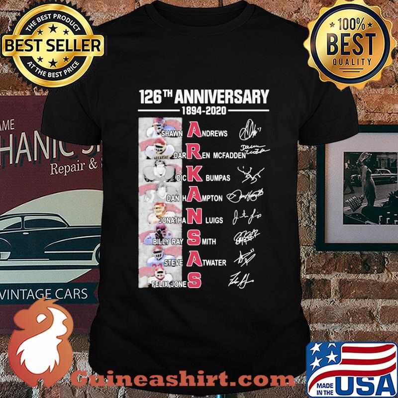 126th anniversary 1894 2020 arkansas razorbacks football team signatures shirt