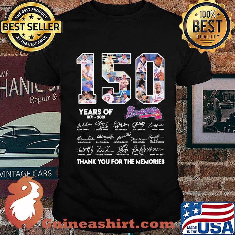 150 Years Of Atlanta Braves 1871-2021 thank you for the memories shirt